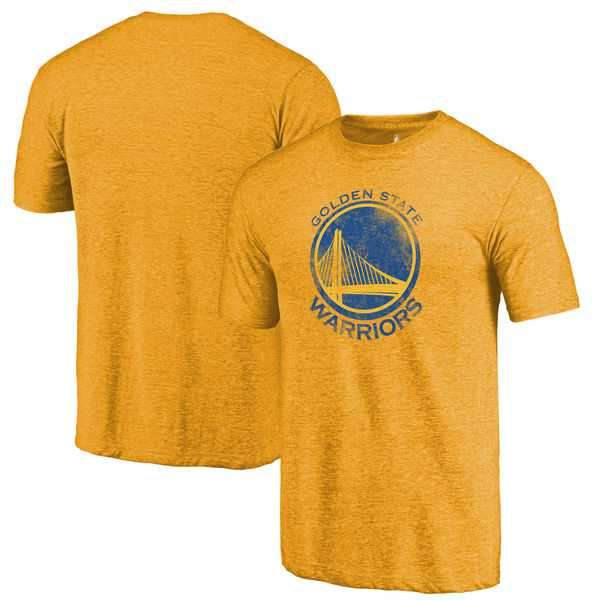 Golden State Warriors Gold Distressed Logo Fanatics Branded Tri-Blend T-Shirt,We sell and wholesale Golden State Warriors Gold Distressed Logo Fanatics Branded Tri-Blend T-Shirt on line form chian!